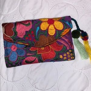 Embroidered clutch